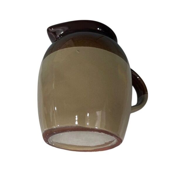 Vtg Stoneware Pitcher Jug 6" Two-toned Brown Glazed Finish Pottery With Handle - Picture 10 of 11